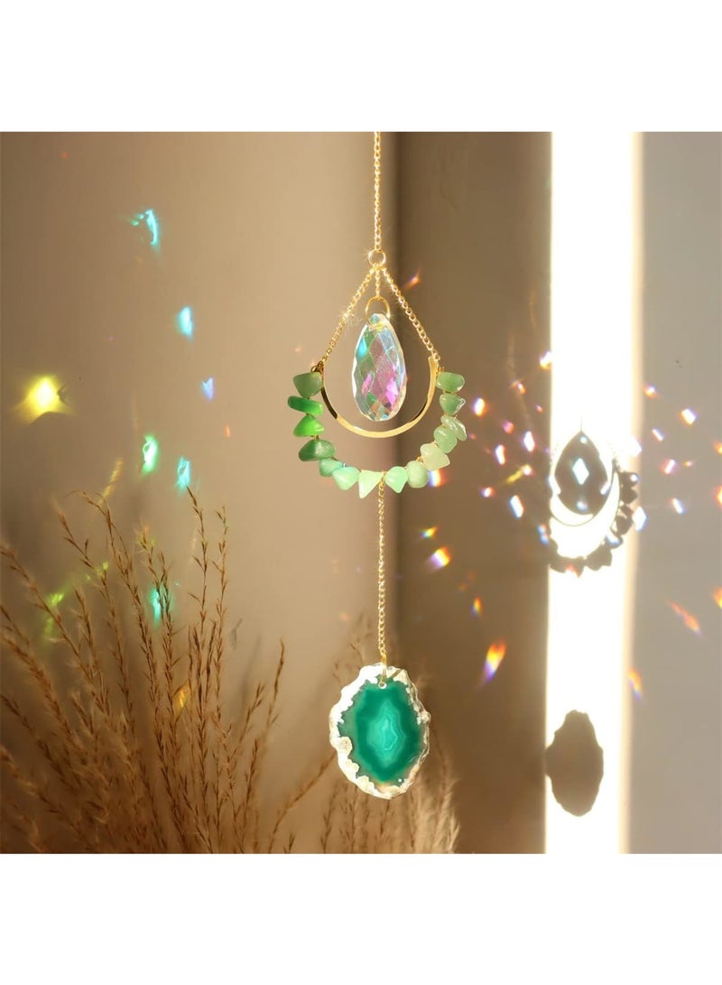 KASTWAVE Crystal Suncatchers, Sun Catchers with Agate Slices, 5 Pcs Hanging Crystals Suncatchers for Windows, Chandeliers Garden, Tree Decoration, for Ornament Housewarming Wedding Gift  - Image 2