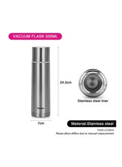 Coffee Thermos Double Wall Vacuum Flask 500ml Metallic Silver 304 Food Grade Stainless Steel, Up To 12Hours  Thermal Water Bottle for Tea Hot & Cold Drinks, Sealed Insulated Jug Water Flasks Bottles - pzsku/Z8295B7269384F5A027BDZ/45/_/1652772550/bf974d95-36e2-4296-9596-e5eb41ea14c3