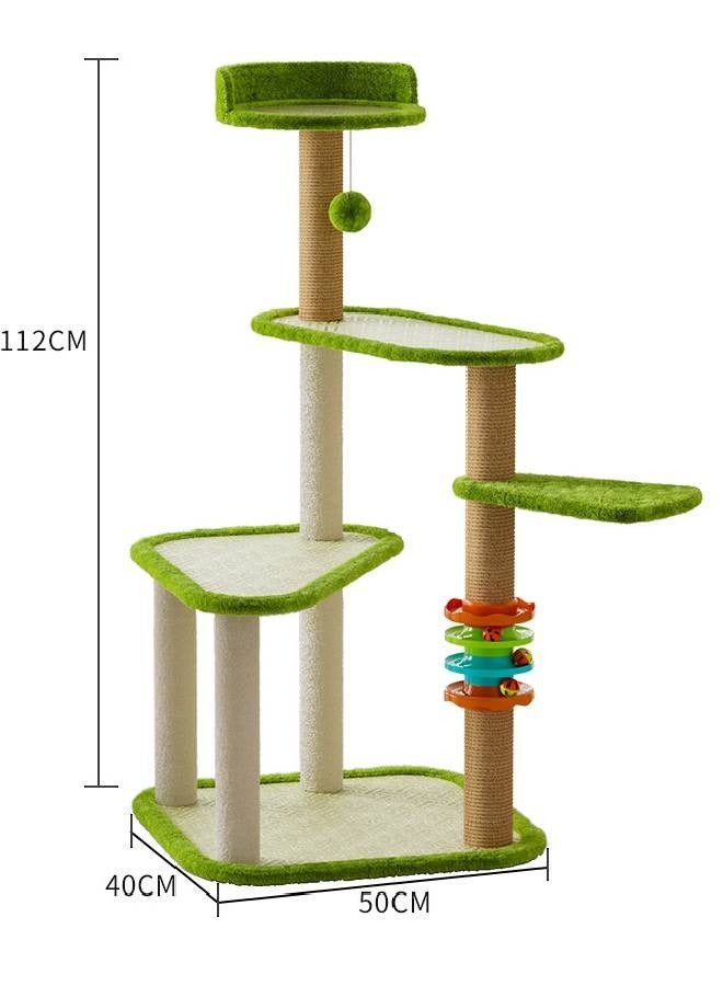 برج شجرة القطط متعدد المستويات مع أعمدة خدش وميزات لعب بارتفاع 112 سم