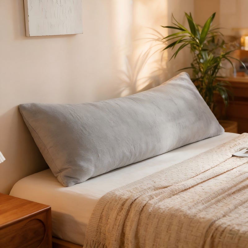 JLT Light Grey Throw Pillow Without Insert 17x55 Inch For Sofa Bed Support - Image 1