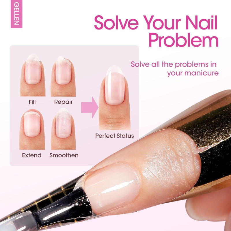 GELLEN Builder Nail Gel with Gel Top Coat Base Coat, 3 Pcs 18ml Top Coat Nail Polish Set, Soak Off Hard Builder in A Bottle for Nail Extension Strengthen Manicure Salon at Home - Image 3