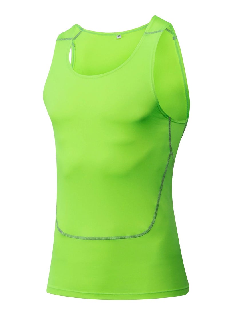 Loquat Men Quick Dry Breathable Elastic Sleeveless Shirt Green  - Image 1
