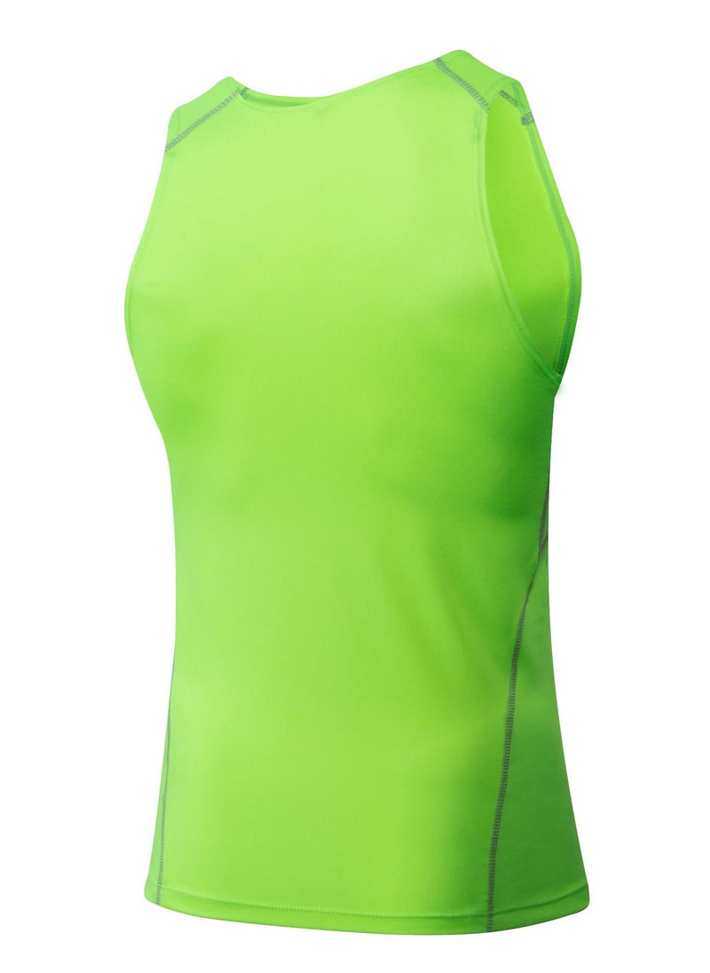 Loquat Men Quick Dry Breathable Elastic Sleeveless Shirt Green  - Image 2
