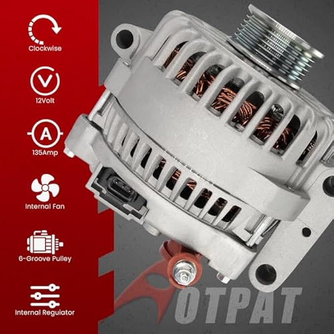 AOTPAT High Output Alternator for:-Ford for:-Mustang Base 2 Door Coupe Convertible 4.0l v6, 12V 135Amp, Alternador Replace# 4R3T10300AA - Image 3