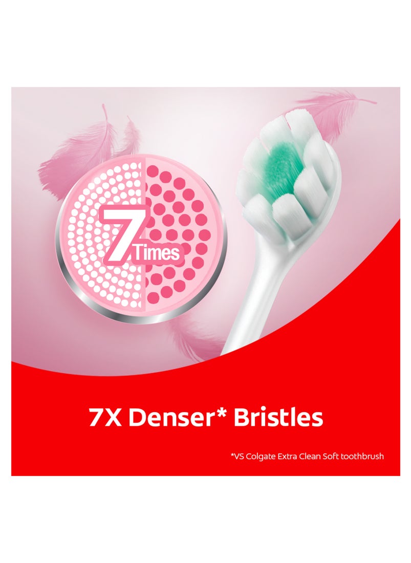 Foamsoft Super Dense Thin Bristle Toothbrush Assorted Colour 2Pc