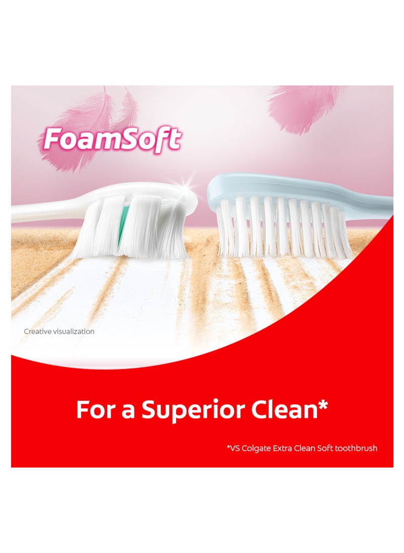 Foamsoft Super Dense Thin Bristle Toothbrush Assorted Colour 2Pc