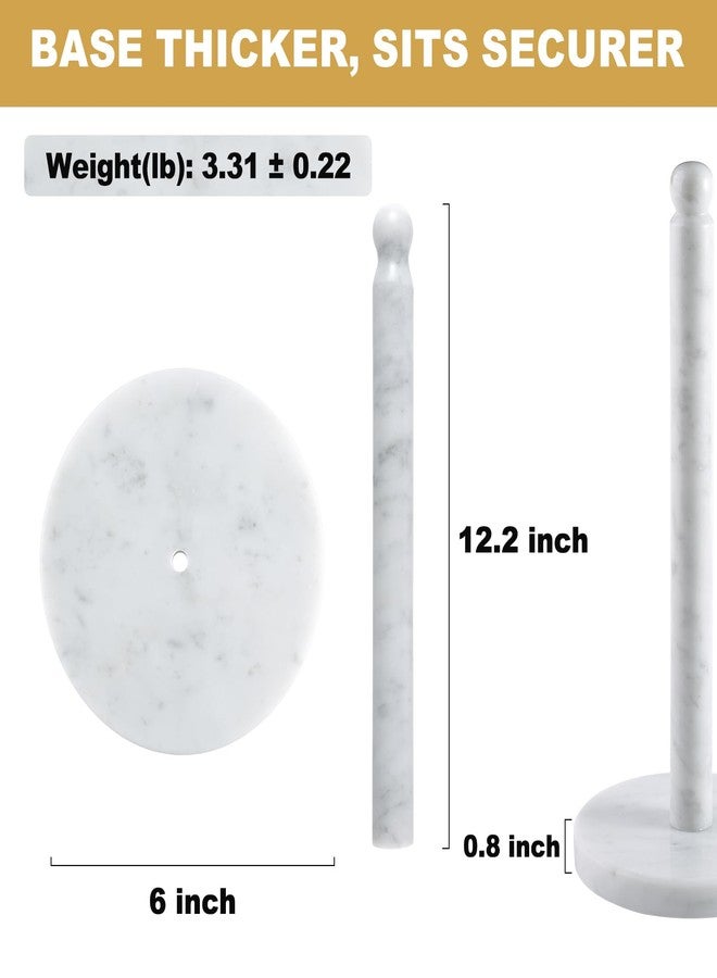 Koville Natural Marble Paper Towel Holder Countertop, 6“ Genuine Stone Paper Towel Holder Stand for Kitchen Storage, for Standard or Jumbo-Sized Rolls(Bianco Carrara) - Image 2