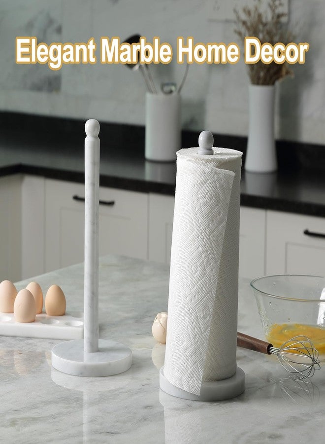 Koville Natural Marble Paper Towel Holder Countertop, 6“ Genuine Stone Paper Towel Holder Stand for Kitchen Storage, for Standard or Jumbo-Sized Rolls(Bianco Carrara) - Image 5