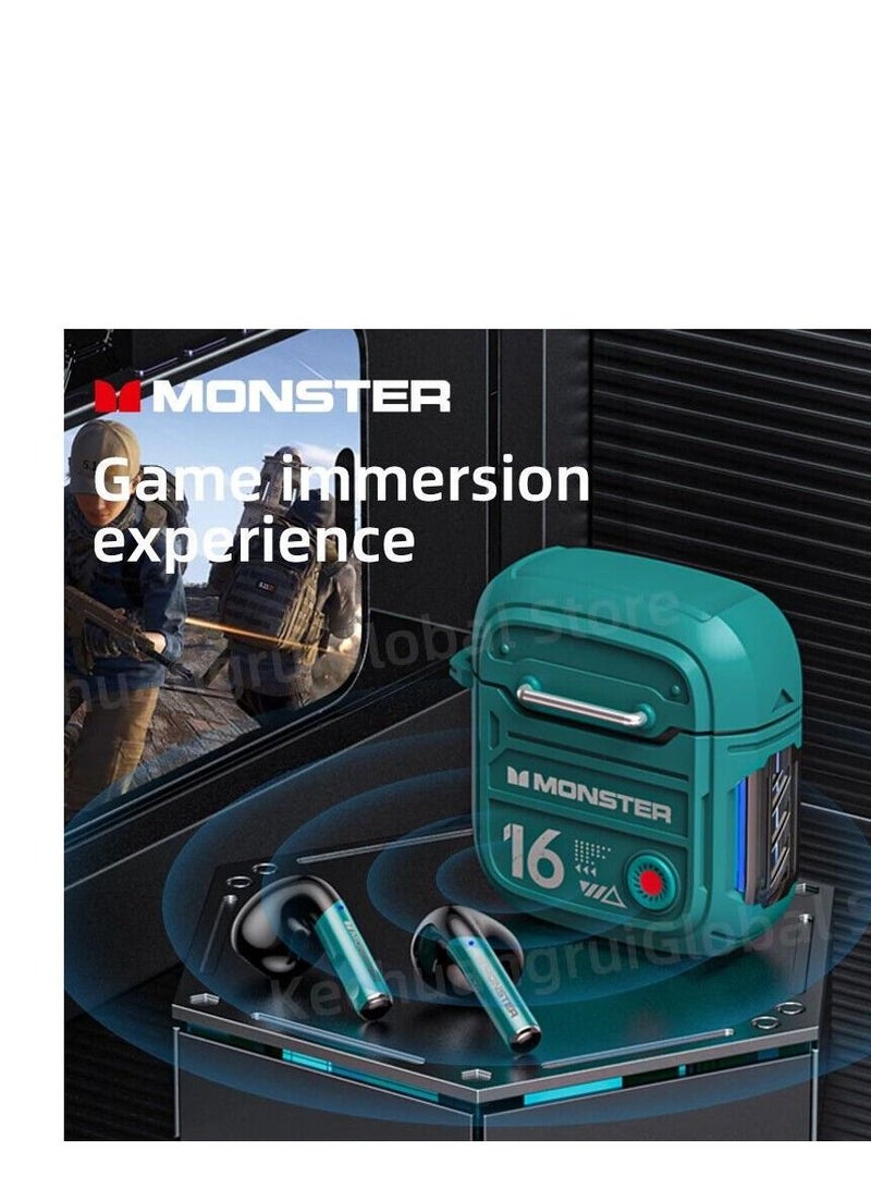 Monster Wireless Bluetooth Earphone XKT16 Green - Image 1