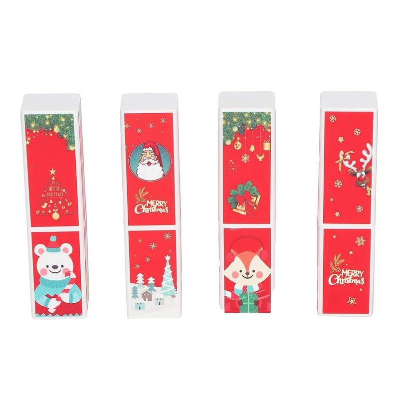 Christmas Style DIY Lipstick Tube, Empty Lip Balm Container, 4pcs Square Shape Lipstick Containers with Tight Lid, Portable Cosmetic Tubes for DIY Lip Gloss, Body Balms, Crayons - Image 4