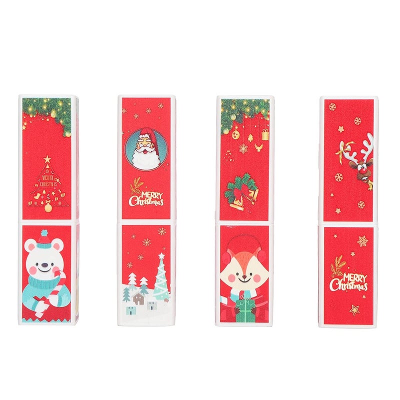Christmas Style DIY Lipstick Tube, Empty Lip Balm Container, 4pcs Square Shape Lipstick Containers with Tight Lid, Portable Cosmetic Tubes for DIY Lip Gloss, Body Balms, Crayons - Image 1