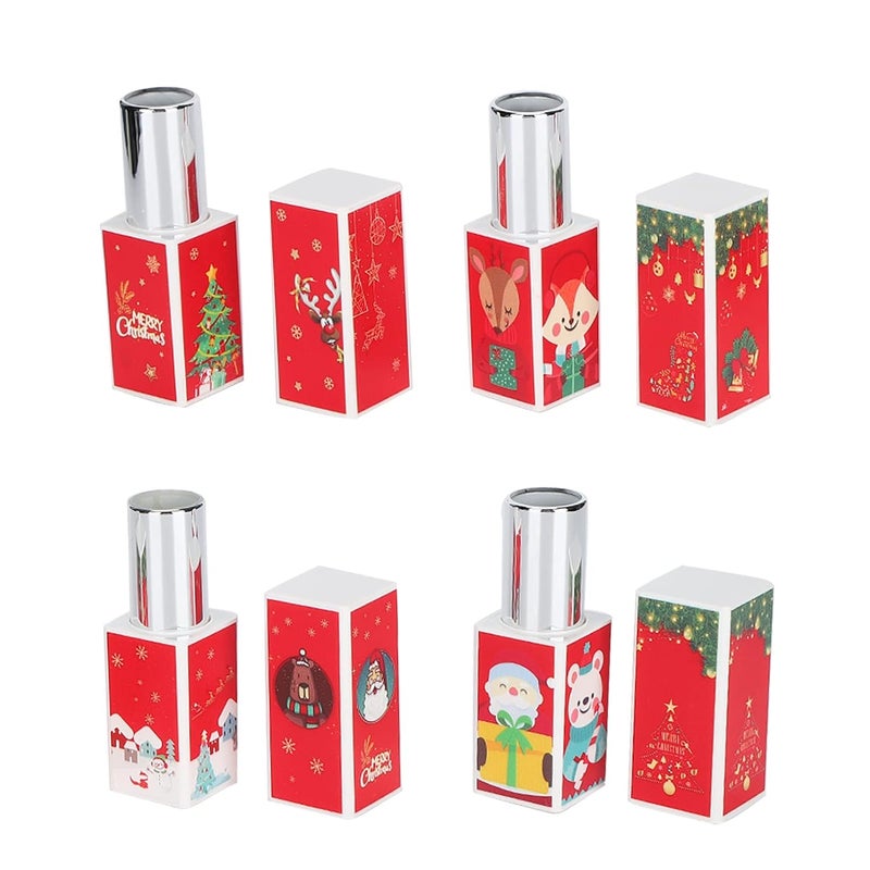 Christmas Style DIY Lipstick Tube, Empty Lip Balm Container, 4pcs Square Shape Lipstick Containers with Tight Lid, Portable Cosmetic Tubes for DIY Lip Gloss, Body Balms, Crayons - Image 3