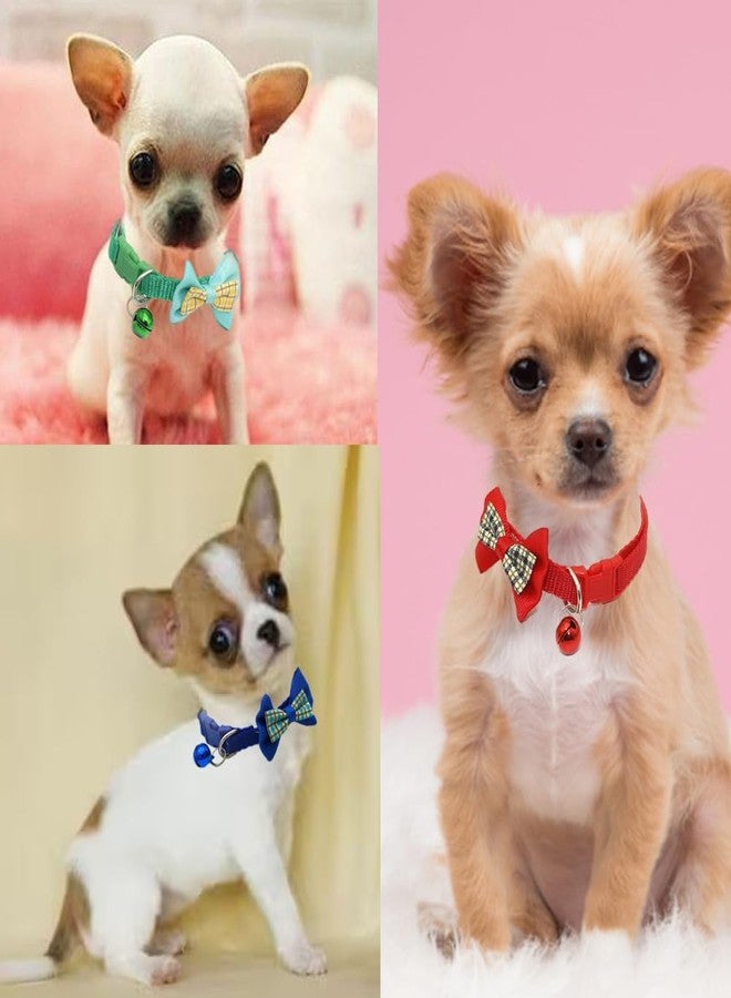 cyhaen Light Blue Dog Collar with Bell, 2-Pack Puppy Collar Cute Bow Tie Cat Collar Nylon Adjustable Buckle for Xs XSmall Girl Pets Female Kitten Yorkie Teacup Chihuahua X-Small,Neck 7-12 Inch - Image 2