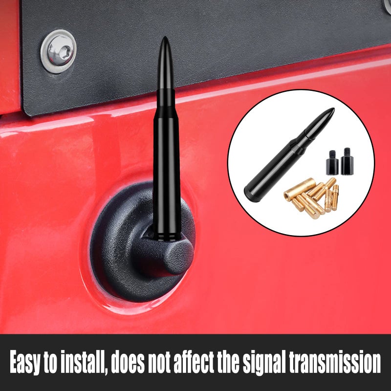 Ajxn 1 PC Car Truck Bullet Antenna, Auto Antenna Mast, Suitable for GM Chevy Silverado 1500 2500 3500 HD Avalanche GMC Sierra 1500 2500 3500 Denali Heavy Duty Pickup Trucks Accessories (Splice Black) - Image 5