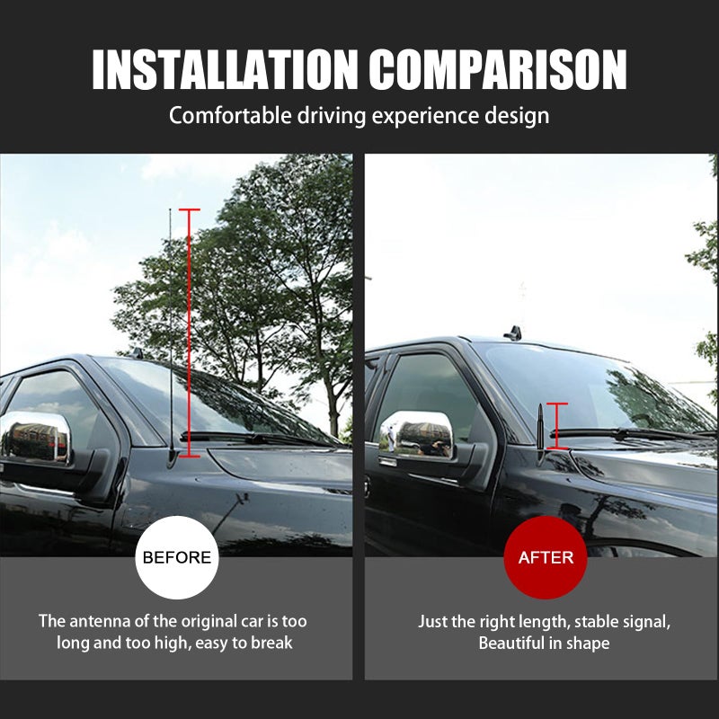 Ajxn 1 PC Car Truck Bullet Antenna, Auto Antenna Mast, Suitable for GM Chevy Silverado 1500 2500 3500 HD Avalanche GMC Sierra 1500 2500 3500 Denali Heavy Duty Pickup Trucks Accessories (Splice Black) - Image 3