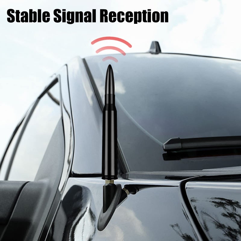 Ajxn 1 PC Car Truck Bullet Antenna, Auto Antenna Mast, Suitable for GM Chevy Silverado 1500 2500 3500 HD Avalanche GMC Sierra 1500 2500 3500 Denali Heavy Duty Pickup Trucks Accessories (Splice Black) - Image 4