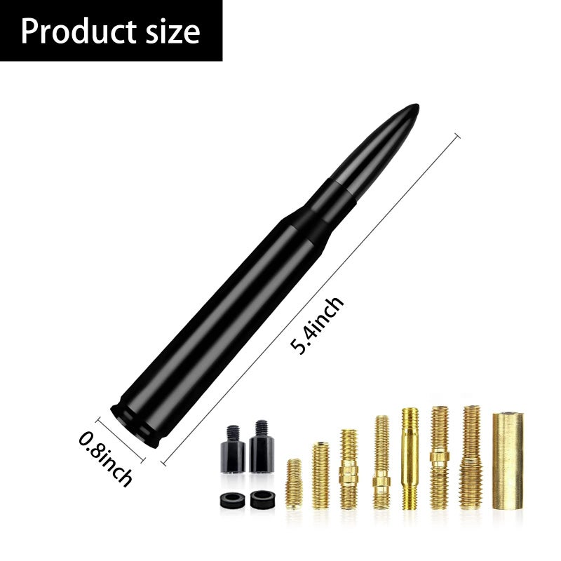 Ajxn 1 PC Car Truck Bullet Antenna, Auto Antenna Mast, Suitable for GM Chevy Silverado 1500 2500 3500 HD Avalanche GMC Sierra 1500 2500 3500 Denali Heavy Duty Pickup Trucks Accessories (Splice Black) - Image 2