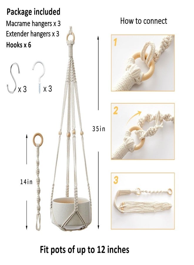 CADNLY Macrame Plant Hangers Indoor - Hanging Plant Holder with Extender Plant Hangers - Boho Hanging Planters for Indoor Plants - Hanging Macrame Plant Holder - Rope Plant Hangers Outdoor Pot Holder - Image 3
