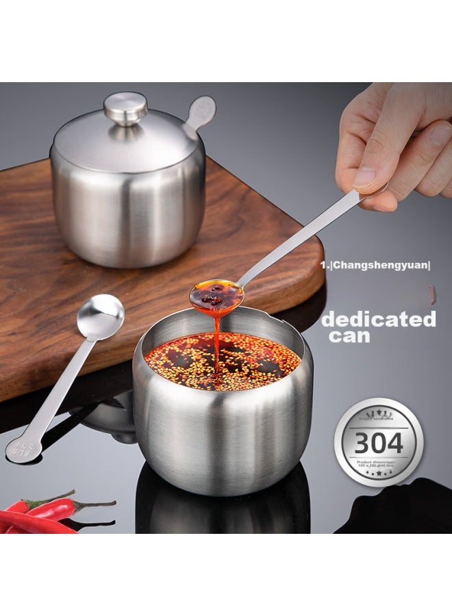 Newair Stainless Steel Chili Oil Container, Household Oil-splashed Chili Jar, Kitchen Red Oil Seasoning Container, High-temperature Resistant Lard Jar - Image 1