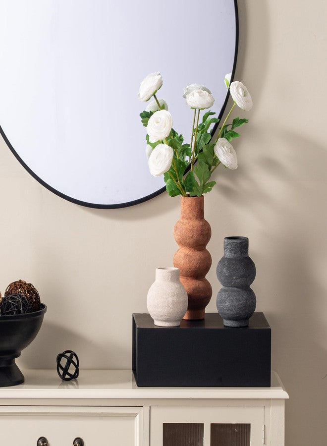Vanselia Ceramic Vase Home Table Decor - Flower Vase Set of 3 Living Room Kitchen Decorations Farmhouse Modern Rustic Vases Decorative Centerpiece for Shelf Bedroom Office Bathroom Dining Coffee Desk - Image 5