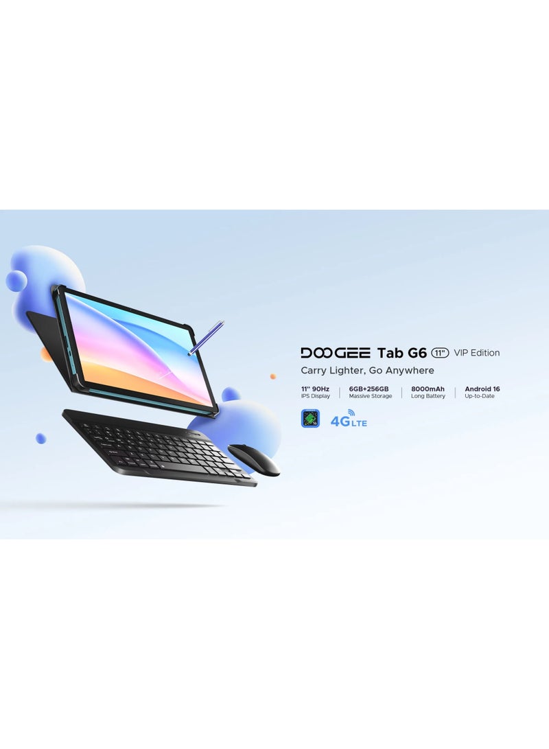 DOOGEE Tab G6 VIP addition Business Smart Tablet, Android 16, 11-inch Ultra-large FHD IPS screen, Unisoc T7250 Processor, 8000mAh Battery, 6GB RAM (up to 24GB Extended), 256 GB ROM, Dual SIM, 13Mp Main & 5 MP front camera with Charger, Keyboard, Mouse, Stylus Pen, Leather Protective Cover, Mist Grey - Image 4