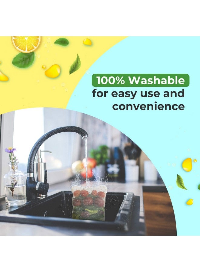 Beddify Set of 12 Reusable Fridge Storage Bags for Vegetables and Fruits with Zipper Dual Layer Mesh Net Multipurpose Multi-Size Kitchen Storage Bags Organizer (Multi-Color) - Image 5