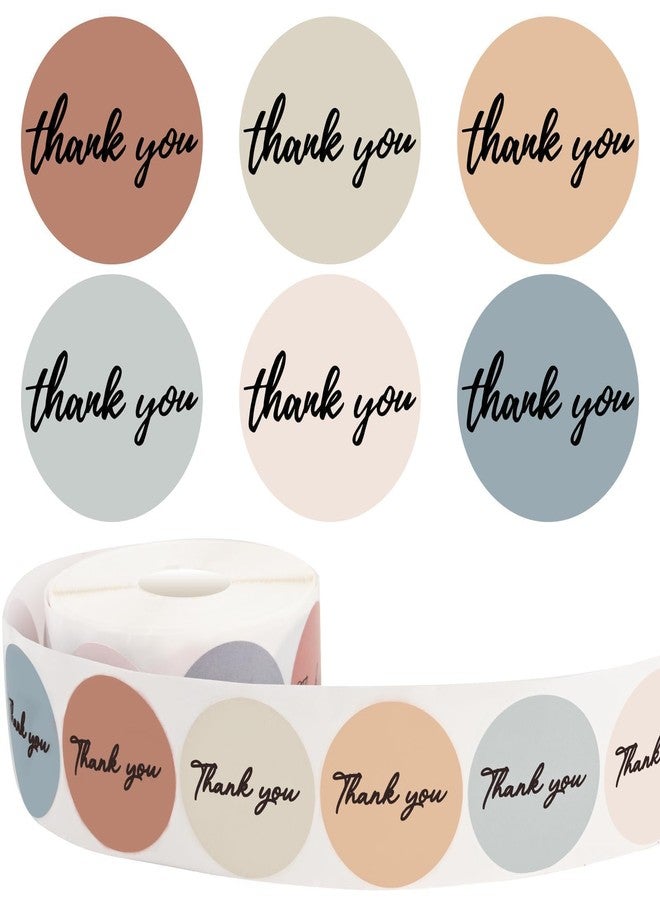 Aufee Thank You Stickers,1.5 Inch Waterproof Morandi Boho Thank You for Supporting My Small Business Stickers Roll,Solid Colors Round Adhesive Labels Bulk for Packaging,Envelopes,Gift Wraps (500pcs) - Image 1