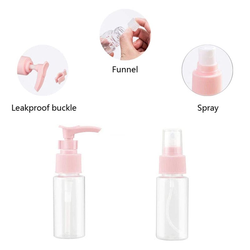 Wrixty Multi Purpose Clear Plastic Portable Empty Travel Refillable Cosmetics Pressing Spray Toiletries Liquid Containers Bottles Jar 9 PcsSet Multi Color - Image 4