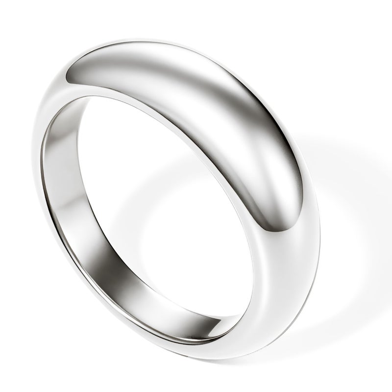 Poxtex Silver Chunky Rings for Women Non Tarnish, Silver Statement Rings, Stackable Wedding Band Jewelry Size 8 - Image 1