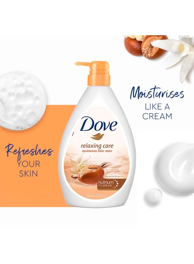 Dove Relaxing Shea Butter Body Wash with Vanilla for Soft Skin, Soothing Scent, 1L - Image 4