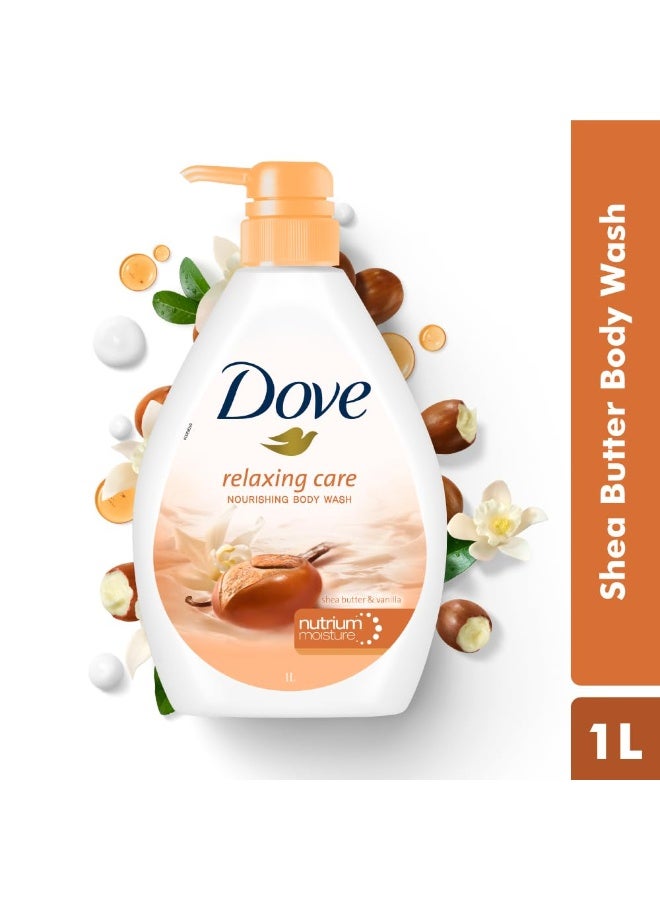 Dove Relaxing Shea Butter Body Wash with Vanilla for Soft Skin, Soothing Scent, 1L - Image 2