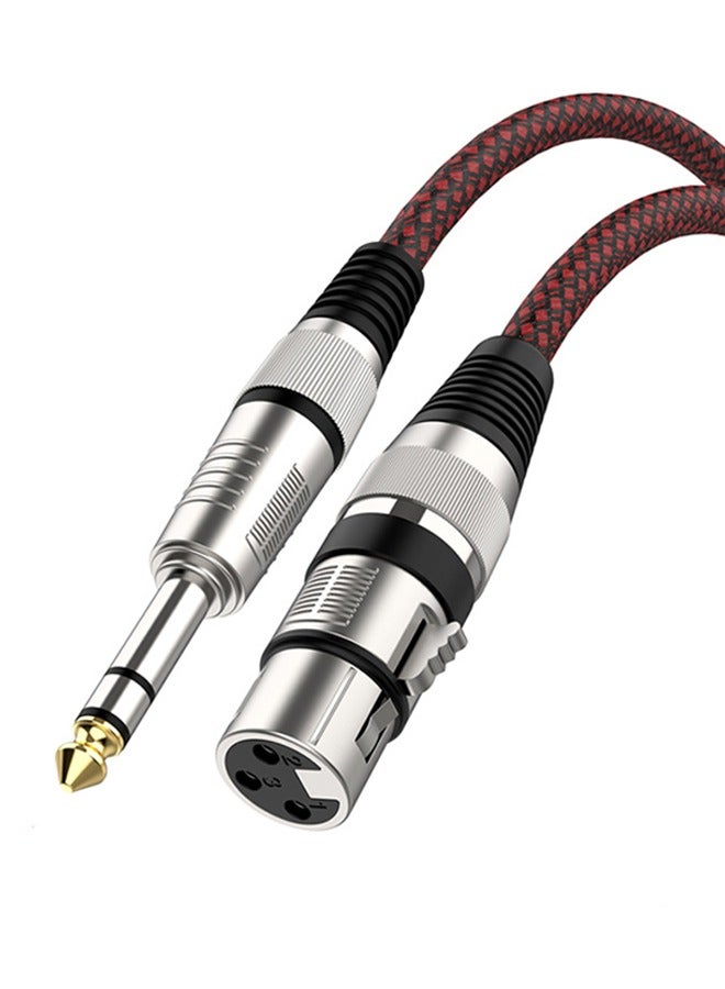 HY XLR Female to 1/4 TS Cable, Nylon Braided Microphone Cable TS 6.35mm Mono Jack Unbalanced Microphone Cable Heavy Duty Mic cable(1 meter)  - Image 1