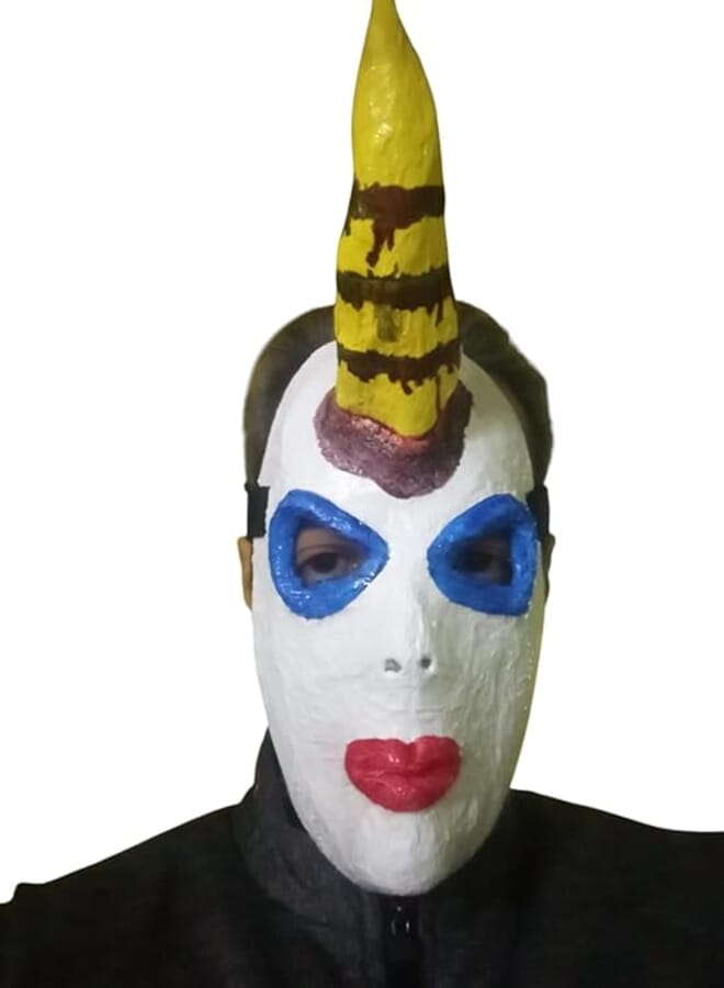 Halloween Horror White Face Horn Mask 