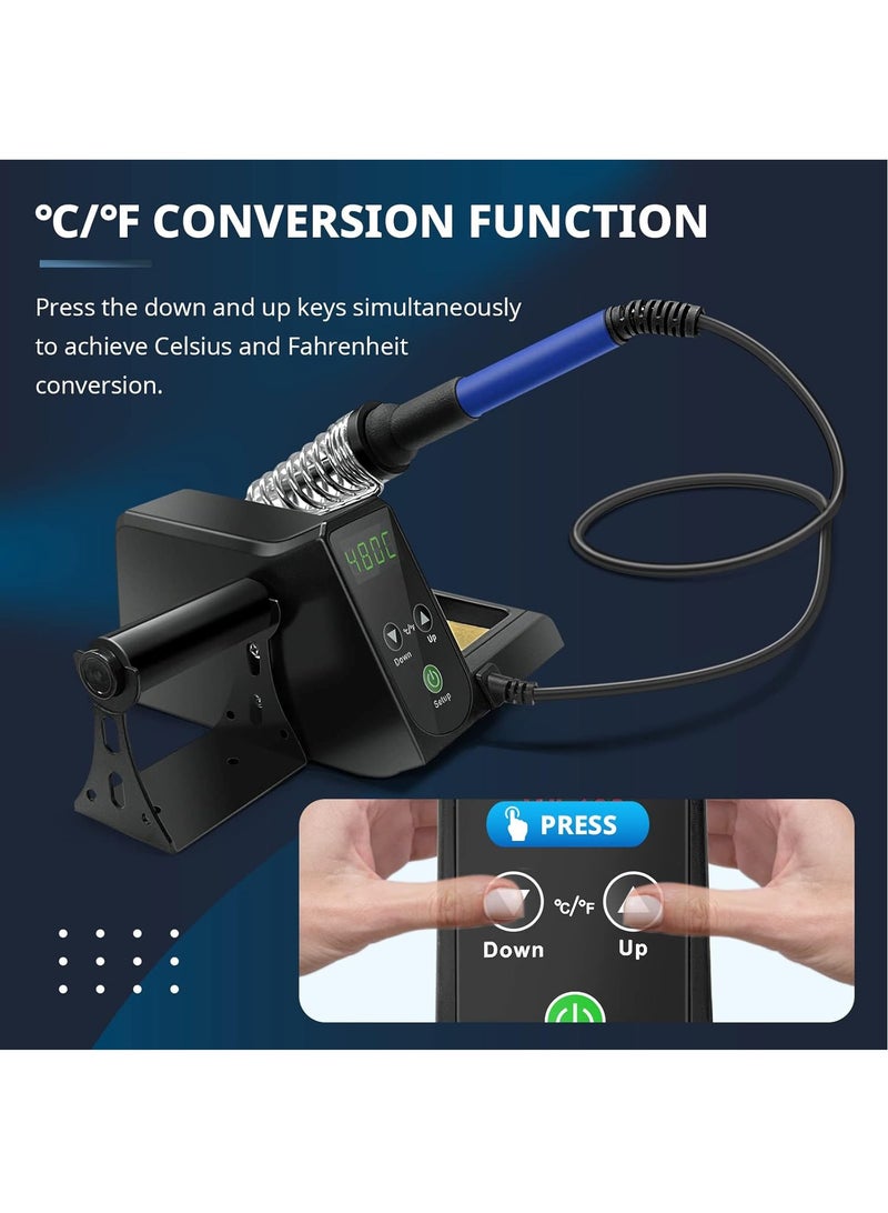KADIP 60W Soldering Station，Soldering Iron Station with 10 Extra Soldering Tips, Adjustable Temp, Sleep Function,°C/°F Switching Weleauto - Image 2