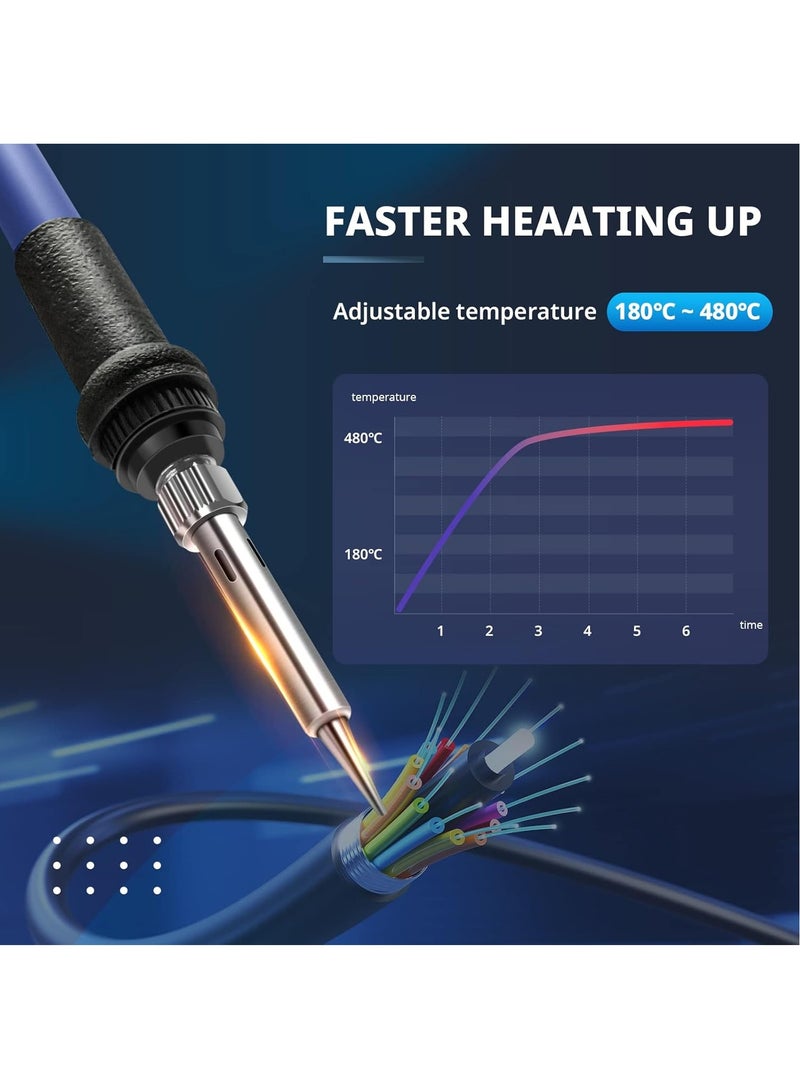 KADIP 60W Soldering Station，Soldering Iron Station with 10 Extra Soldering Tips, Adjustable Temp, Sleep Function,°C/°F Switching Weleauto - Image 3