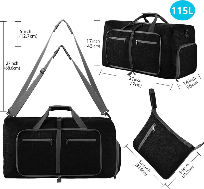 Vomgomfom Travel Duffle Bag for Men, 65L Foldable Travel Duffel Bag with Shoes Compartment Overnight Bag for Men Women Waterproof & Tear Resistant - Image 2