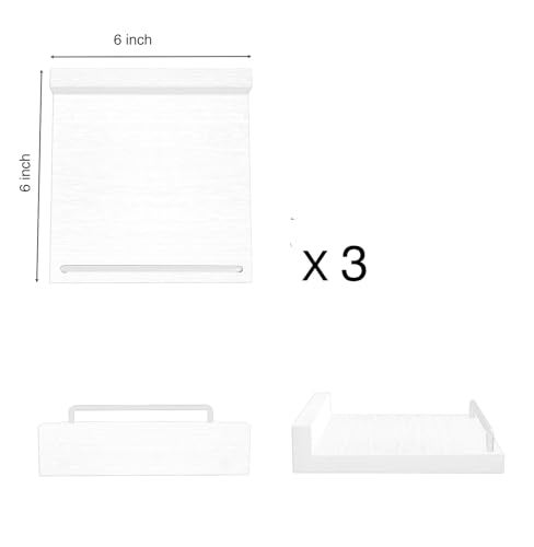 RYOFOBETTO Small Floating Shelf, 6 X 6 Inches Farmhouse Wall Shelves for Living Room, Bedroom, Picture Frames, Plants, Kitchen, Set of 3 (White) - Image 2
