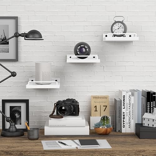 RYOFOBETTO Small Floating Shelf, 6 X 6 Inches Farmhouse Wall Shelves for Living Room, Bedroom, Picture Frames, Plants, Kitchen, Set of 3 (White) - Image 4