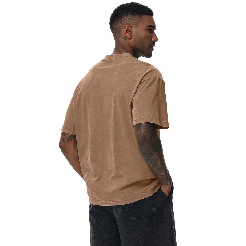 SnowElve 3 Pack Men's Oversized Cotton T-Shirts Loose Fit Vintage Tee Short Sleeve Casual Tshirts Solid Tops(BGGYCF,L) - Image 5