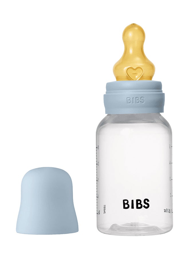 BIBS Pack Of 1 Baby Bottle Round Nipple Latex 150 Ml Slow Flow, Baby Blue, 0 Months + - Image 1