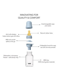 BIBS Pack Of 1 Baby Bottle Round Nipple Latex 150 Ml Slow Flow, Baby Blue, 0 Months +  - Image 2