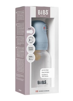 BIBS Pack Of 1 Baby Bottle Round Nipple Latex 150 Ml Slow Flow, Baby Blue, 0 Months +  - Image 4
