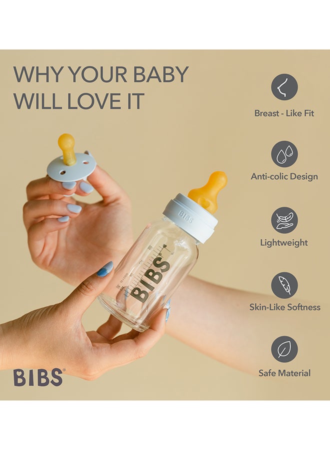 BIBS Pack Of 1 Baby Bottle Round Nipple Latex 150 Ml Slow Flow, Baby Blue, 0 Months + - Image 5