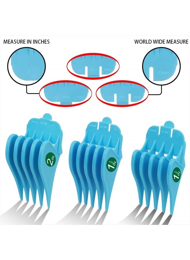 CR8GR8 - Professional Hair Clipper Combs Guides, Hair Clipper Guards 1 & 1/4" 1 & 1/2" 2", Mega NO.16 NO.12 NO.10 fits for Most Wahl Clippers (NO.10+NO.12+NO.16, Blue) - Image 1