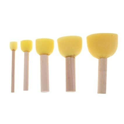 Ditya Crafts Arham Mktg Round Sponges Foam Brushes with Wooden Handle for Painting Art and Craft for Baby, kids (Pack of 4) - Image 2