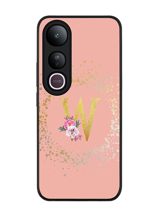 Stylizedd For vivo V50 Lite Case,Slim fit Camera Protection, Shockproof Thin Phone cover  - Custom Monogram Floral - W  (Rose Pink )