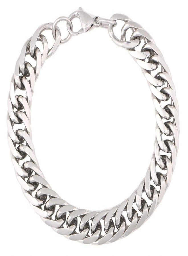 ZIVOM® 316L Stainless Steel Classic 3D Curb S Rhodium Plated Bracelet For Men - Image 1