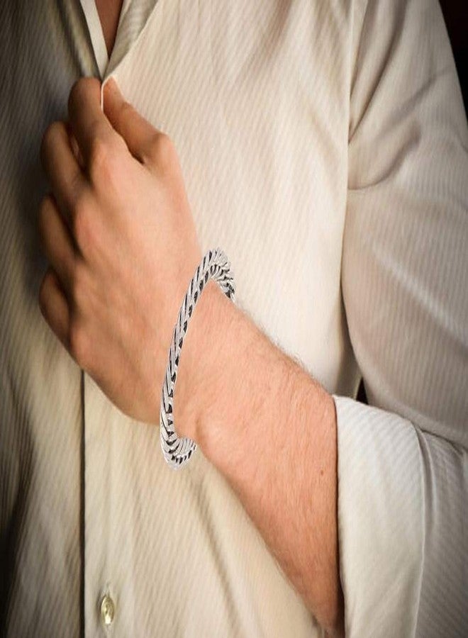 ZIVOM® 316L Stainless Steel Classic 3D Curb S Rhodium Plated Bracelet For Men - Image 2