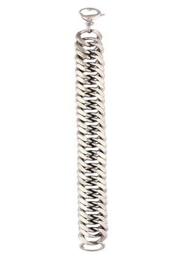 ZIVOM® 316L Stainless Steel Classic 3D Curb S Rhodium Plated Bracelet For Men - Image 3