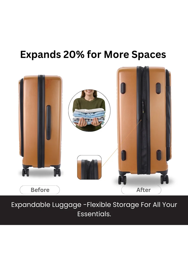 NATIONAL GEOGRAPHIC National Geographic Lodge Check-In Large Travel Suitcase, 100% PC Durable Lightweight Hard Shell Expandable Luggage, 4 Double Wheel, TSA Lock Trolley Bag Copper (71 cm/24 Inch).
